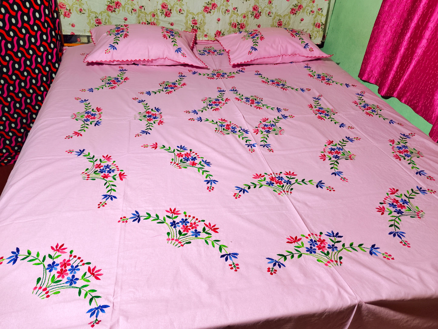 Chikonwala's Hand Embroidered Floral Design Bedsheet