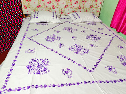Chikonwala's Hand Embroidered Floral Design Bedsheet