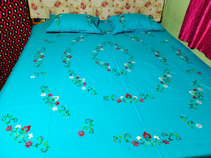 Chikonwala's Hand Embroidered Floral Design Bedsheet