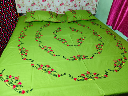 Chikonwala's Hand Embroidered Floral Design Bedsheet