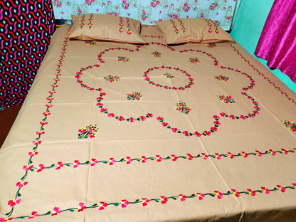 Chikonwala's Hand Embroidered Floral Design Bedsheet