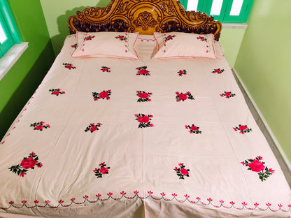 Chikonwala's Hand Embroidered Pure Cotton Bedsheet