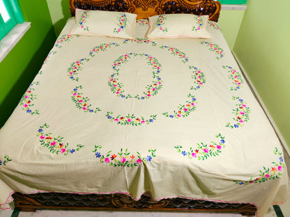 Chikonwala's Hand Embroidered Pure Cotton Bedsheet