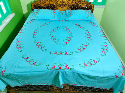Chikonwala's Hand Embroidered Pure Cotton Bedsheet
