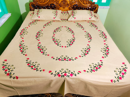 Chikonwala's Hand Embroidered Pure Cotton Bedsheet