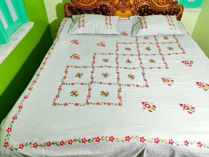 Chikonwala's Hand Embroidered Pure Cotton Bedsheet