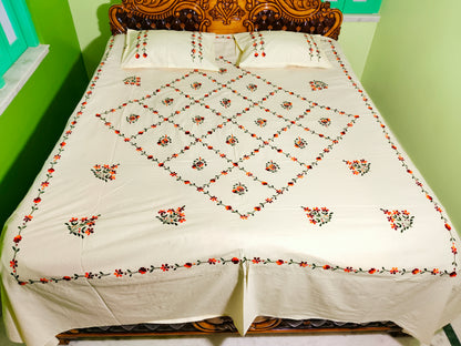Chikonwala's Hand Embroidered Pure Cotton Bedsheet