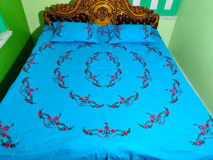 Chikonwala's Hand Embroidered Pure Cotton Bedsheet