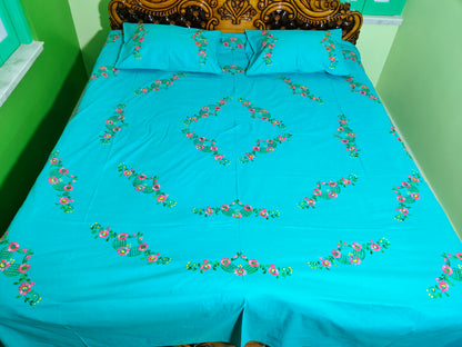 Chikonwala's Hand Embroidered Pure Cotton Bedsheet