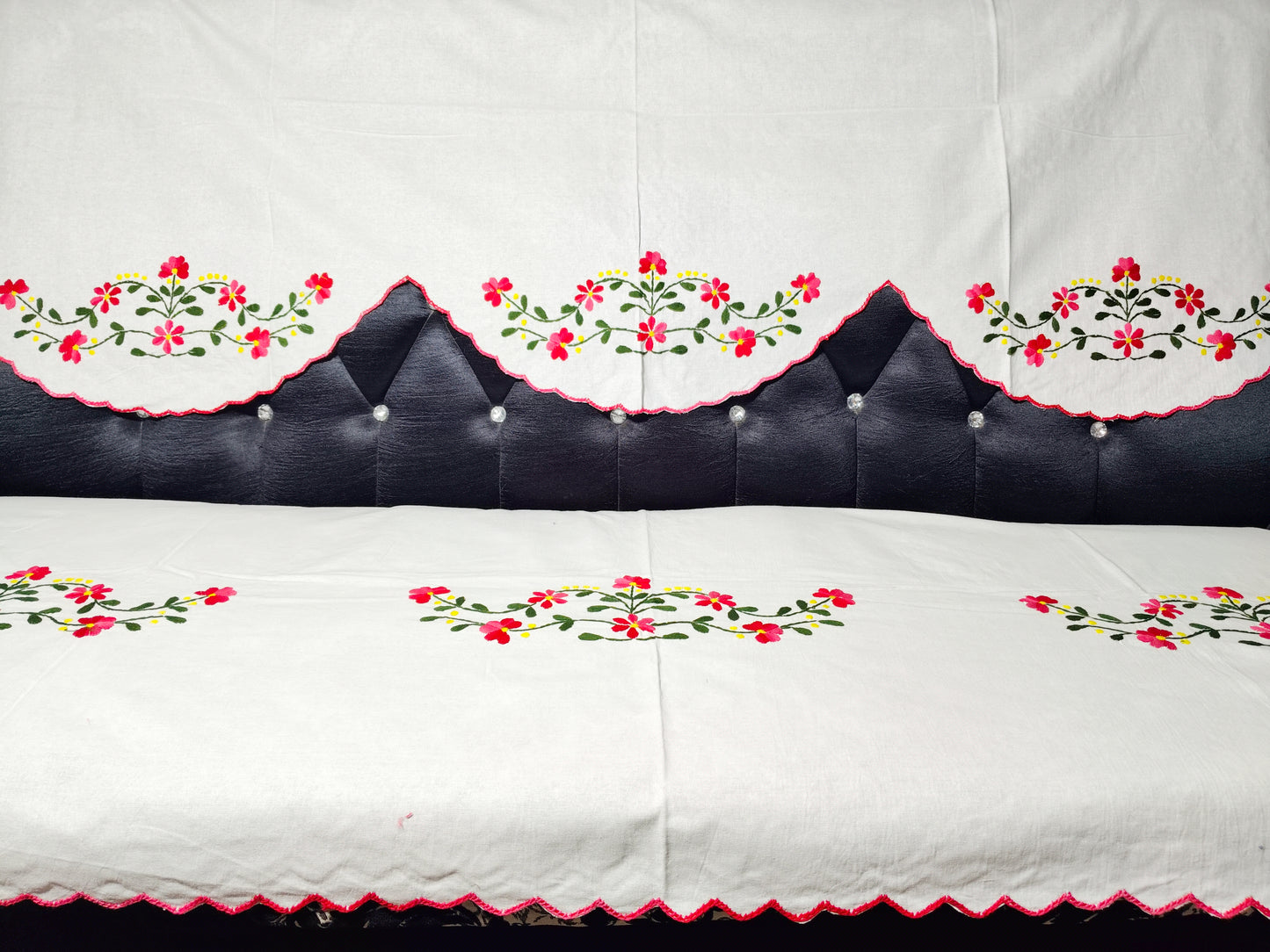 Hand Embroidered Sofa Cover (3+1+1 Seater)