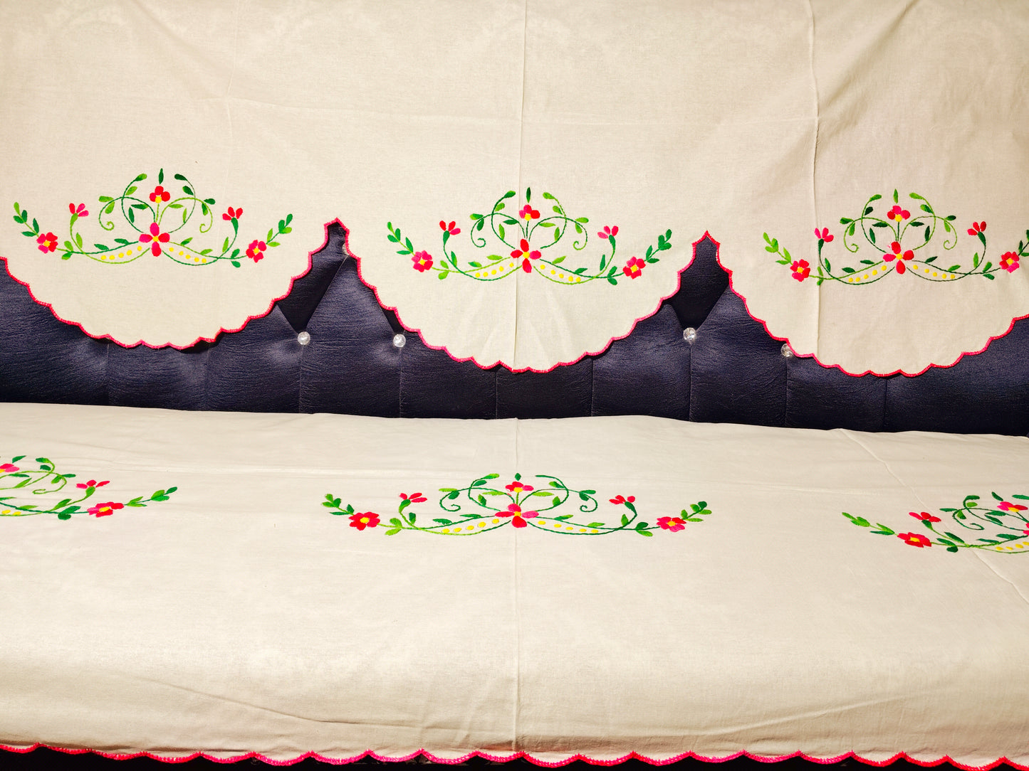 Hand Embroidered Sofa Cover (3+1+1 Seater)