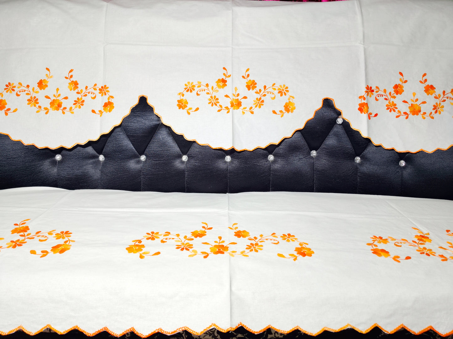 Hand Embroidered Sofa Cover (3+1+1 Seater)