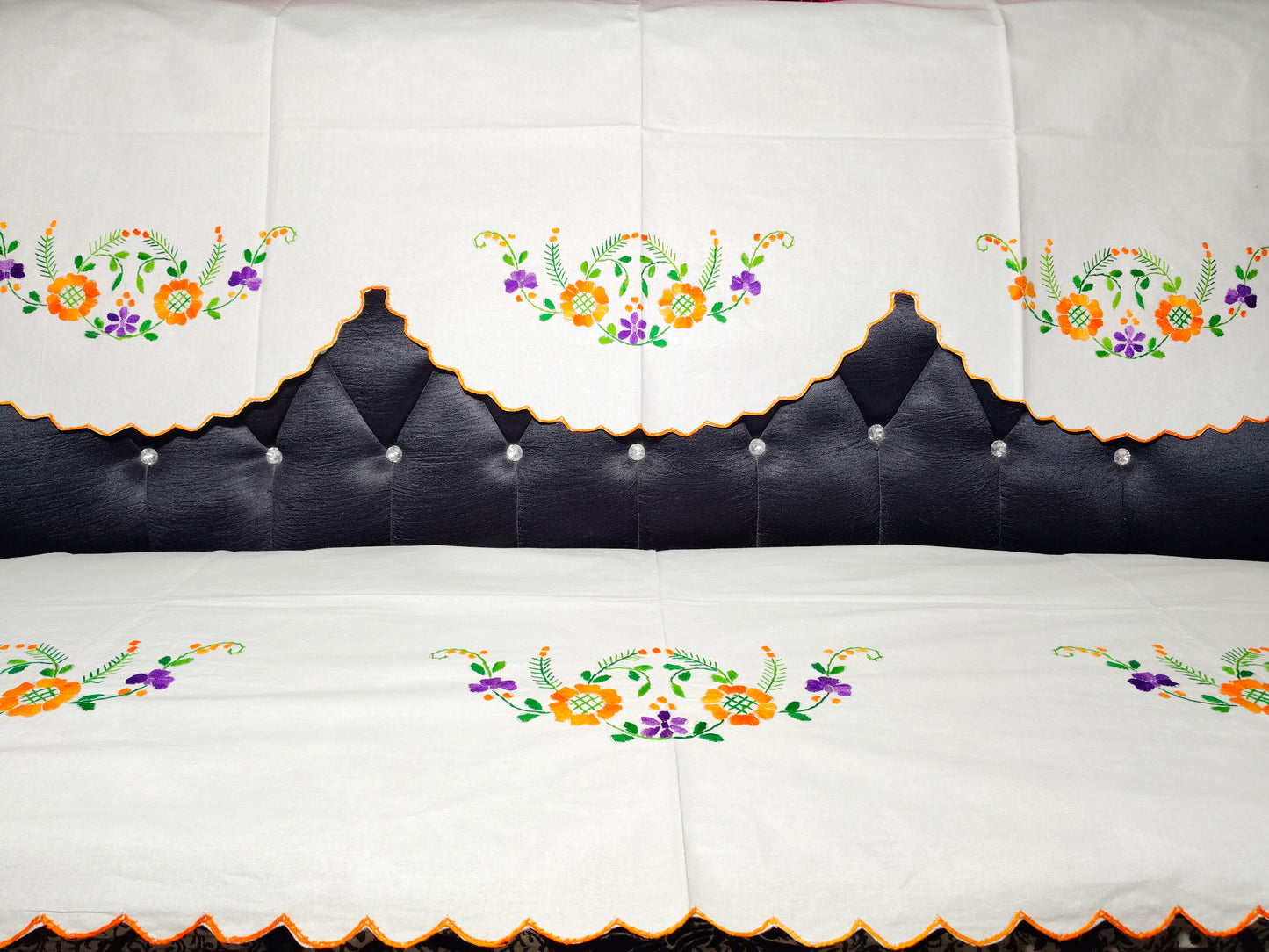 Hand Embroidered Sofa Cover (3+1+1 Seater)