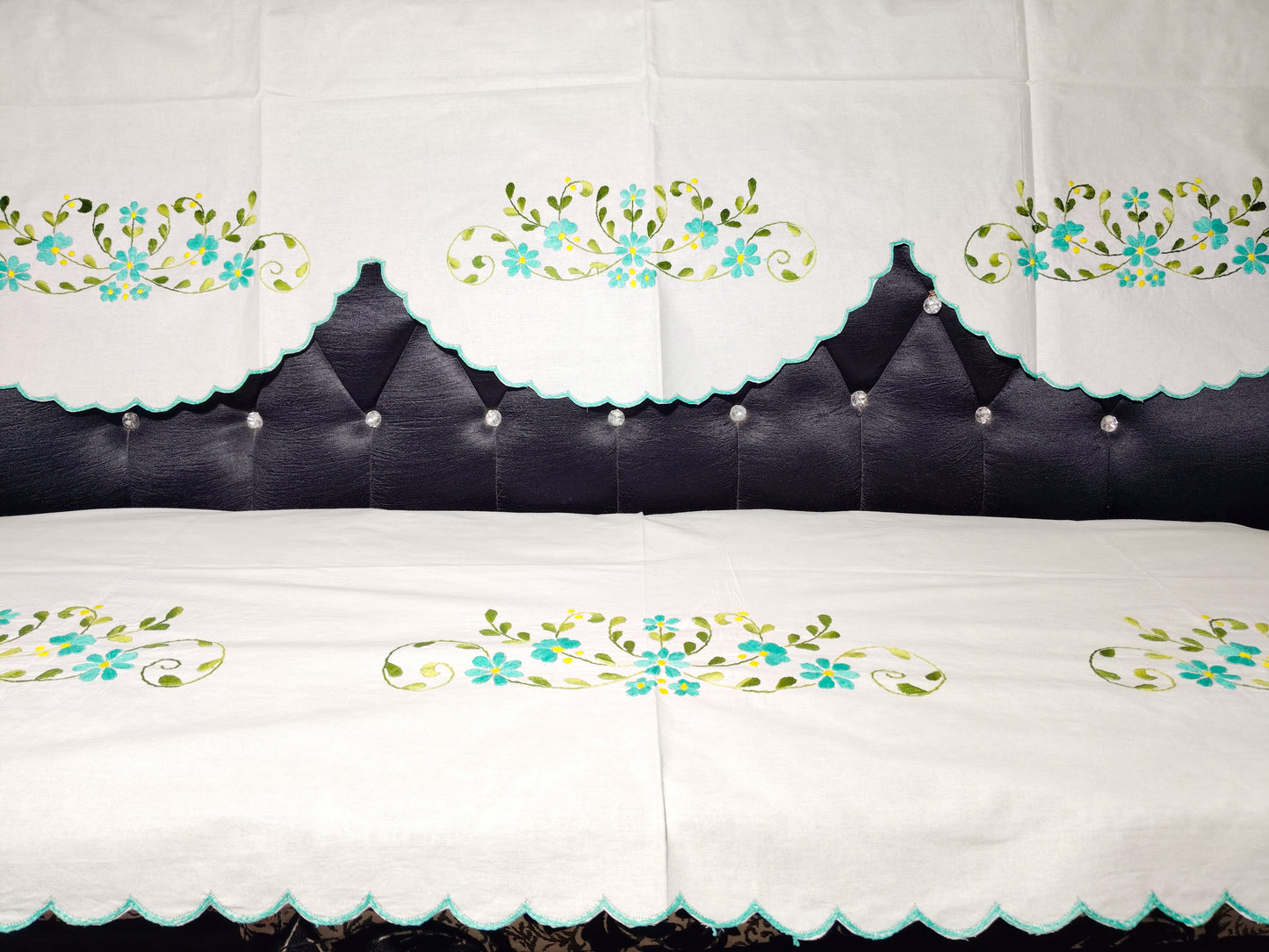 Hand Embroidered Sofa Cover (3+1+1 Seater)