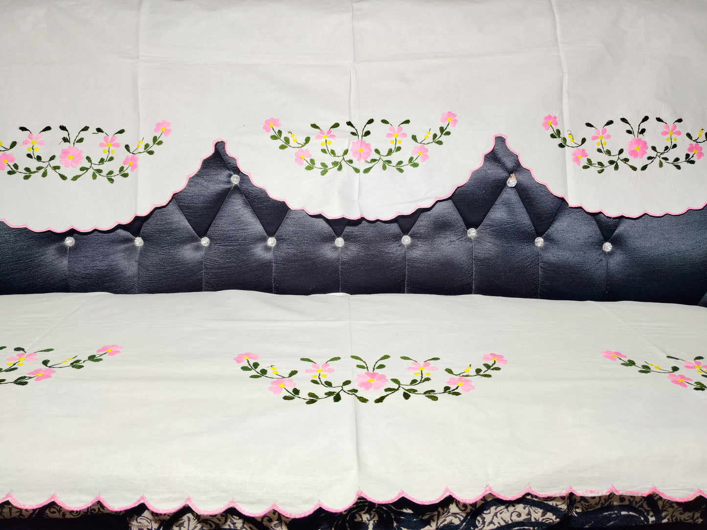 Hand Embroidered Sofa Cover (3+1+1 Seater)