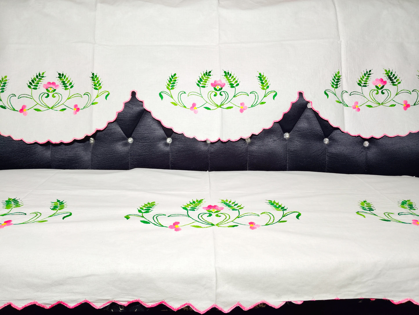Hand Embroidered Sofa Cover (3+1+1 Seater)