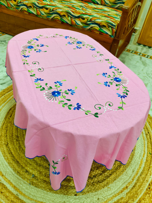 Hand Embroidered Four Seater Floral Table Cover