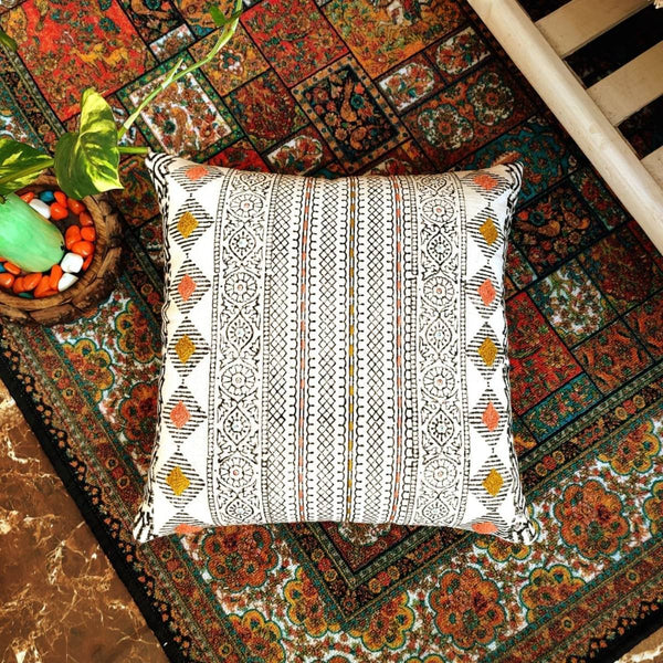 Chikonwala's Block print with Aari and Hand Work Cushion Covers(Set of 2 || 40x40 cm)