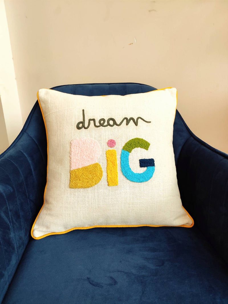 Chikonwala's Dream Big Embroidered Cushion Covers(Set of 2 || 40x40 cm)