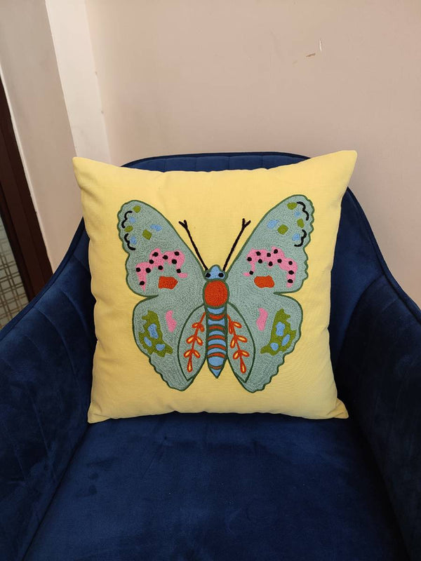 Chikonwala's Butterfly Embroidered Cushion Covers(Set of 2 || 40x40 cm)