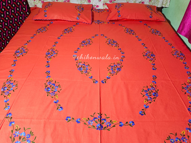 Chikonwala's Hand Embroidered Floral Design Bedsheet