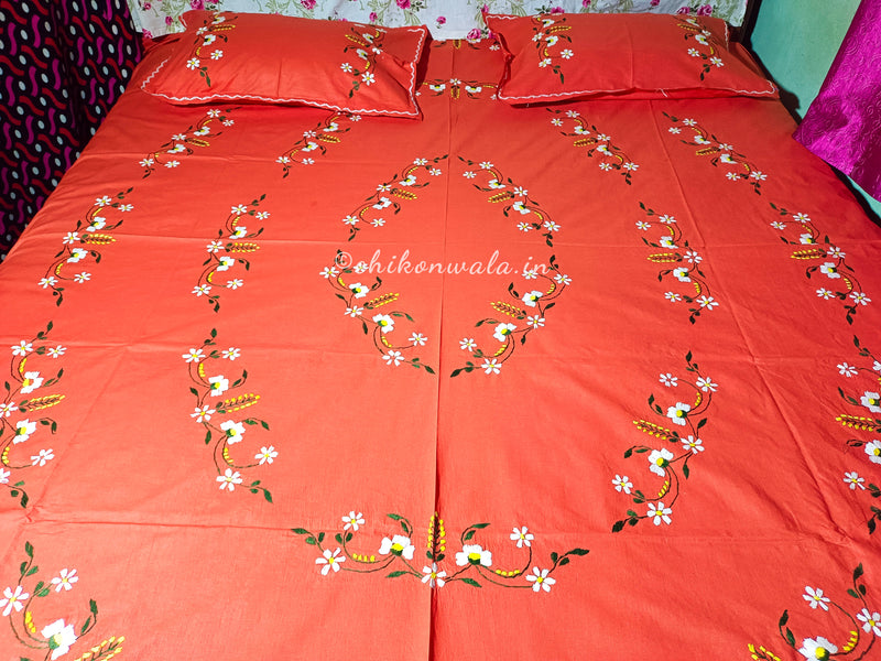 Chikonwala's Hand Embroidered Floral Design Bedsheet