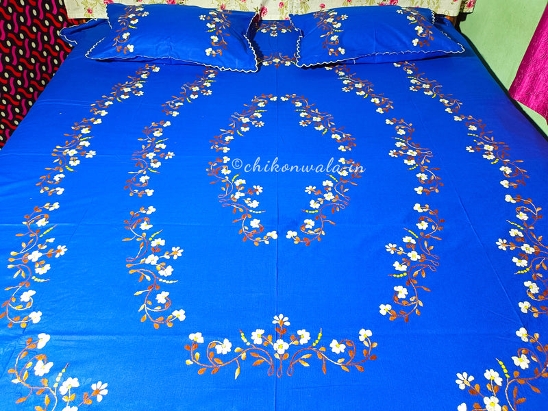 Chikonwala's Hand Embroidered Floral Design Bedsheet