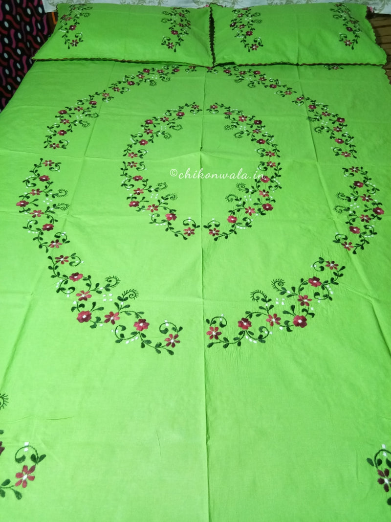 Chikonwala's Hand Embroidered Floral Design Bedsheet