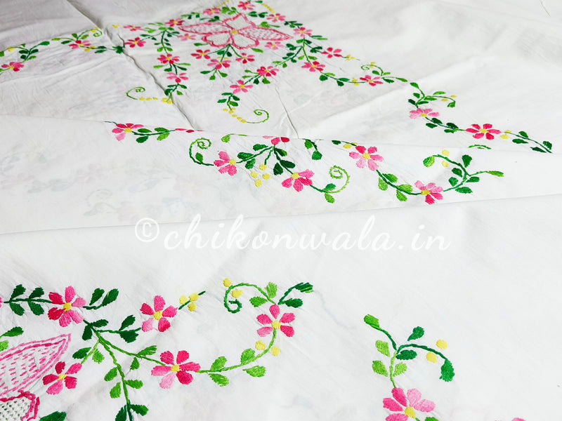 Chikonwala's Hand Embroidered Pure Cotton Jhanj Work Bedsheet