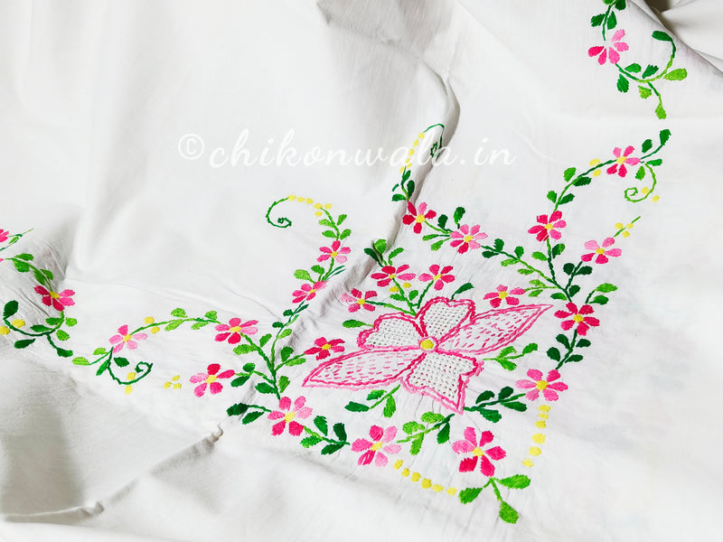 Chikonwala's Hand Embroidered Pure Cotton Jhanj Work Bedsheet