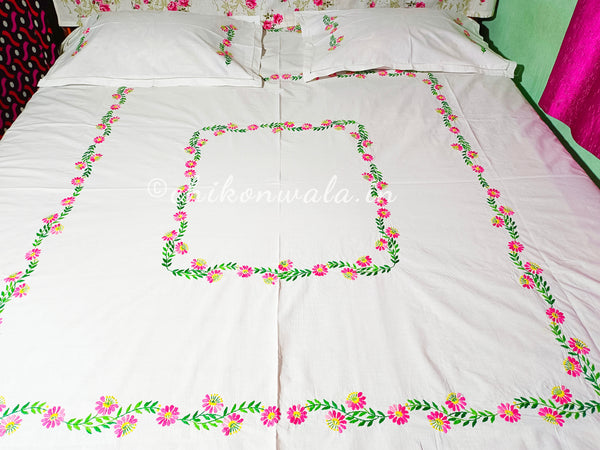 Chikonwala's Hand Embroidered Pure Cotton Bedsheet