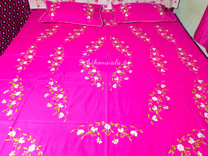 Chikonwala's Hand Embroidered Floral Design Bedsheet