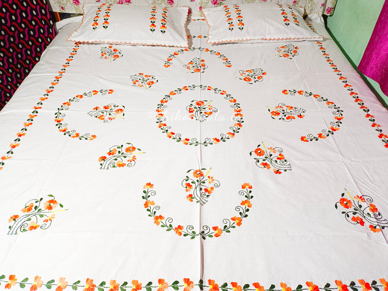 Chikonwala's Hand Embroidered Floral Design Bedsheet