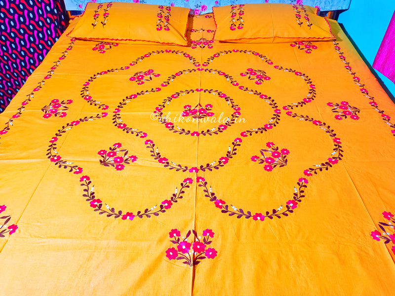 Chikonwala's Hand Embroidered Floral Design Bedsheet