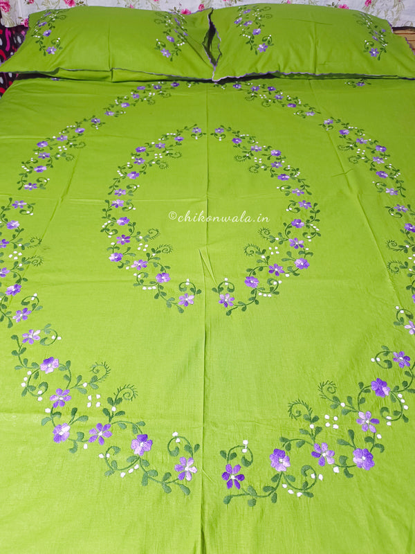 Chikonwala's Hand Embroidered Floral Design Bedsheet