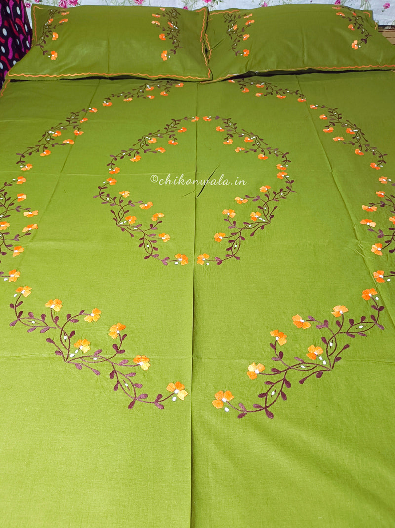 Chikonwala's Hand Embroidered Floral Design Bedsheet