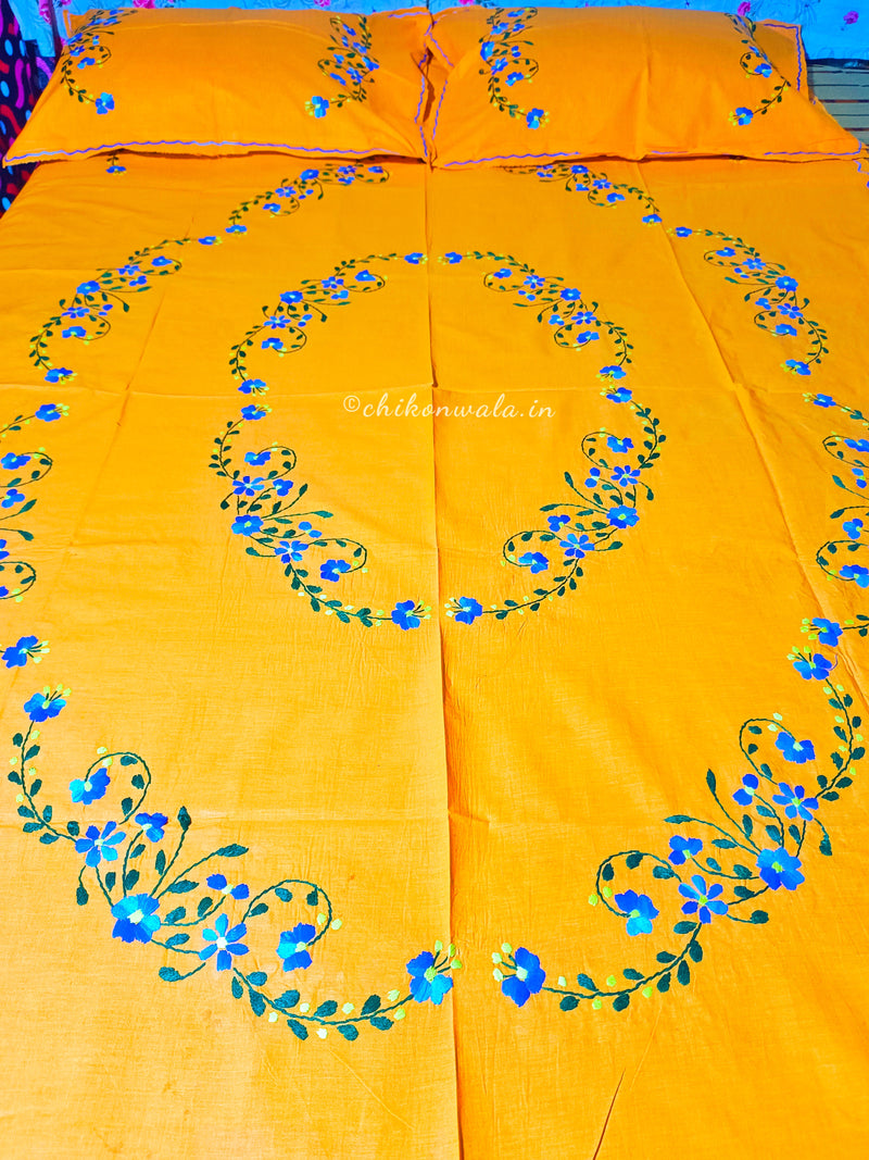 Chikonwala's Hand Embroidered Floral Design Bedsheet