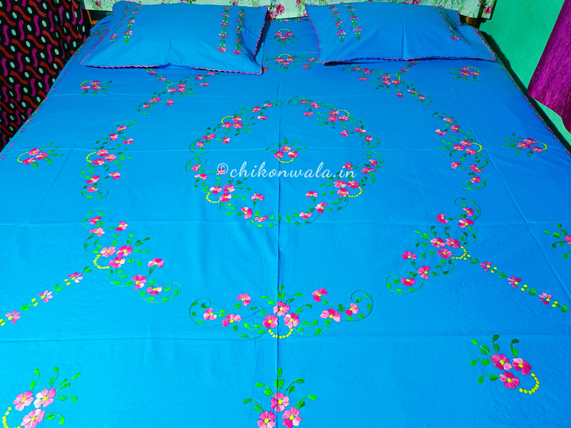 Chikonwala's Hand Embroidered Pure Cotton Bedsheet