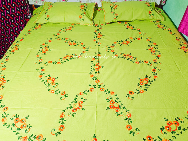 Chikonwala's Hand Embroidered Pure Cotton Bedsheet
