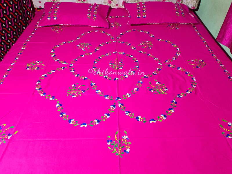 Chikonwala's Hand Embroidered Floral Design Bedsheet