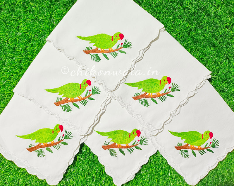 Hand Embroidered Pure Cotton Napkins (Set of 6)