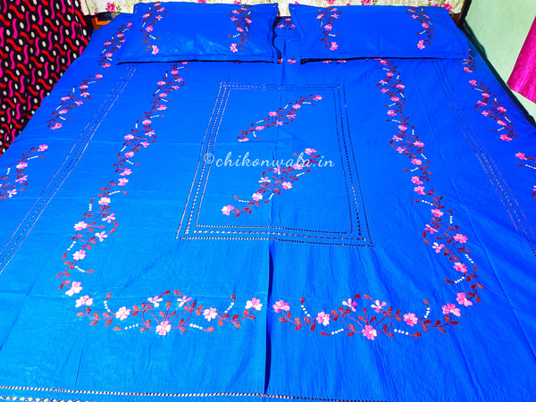 Chikonwala's Floral Embroidered Cotton Beading  Bedsheet