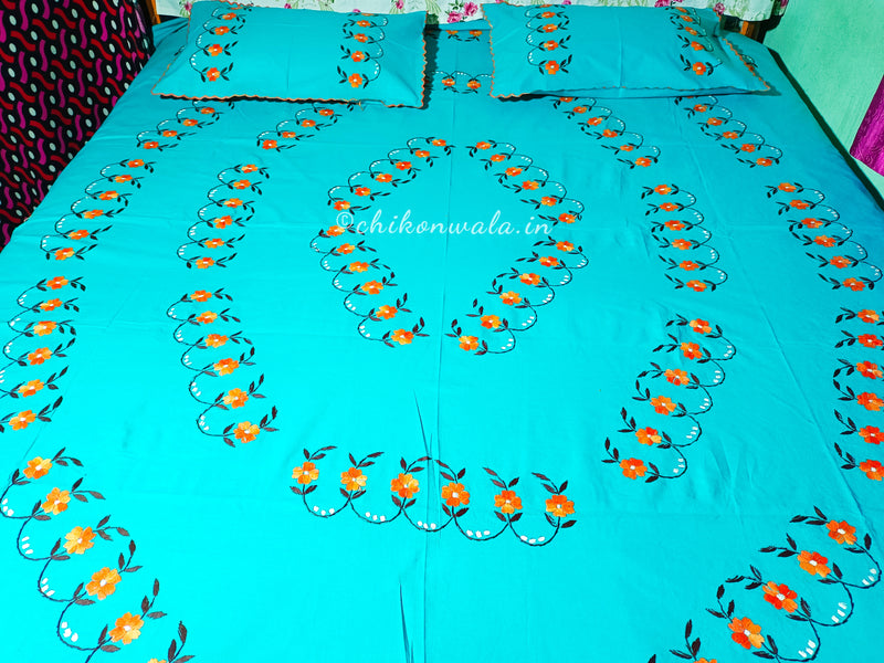 Chikonwala's Hand Embroidered Floral Design Bedsheet