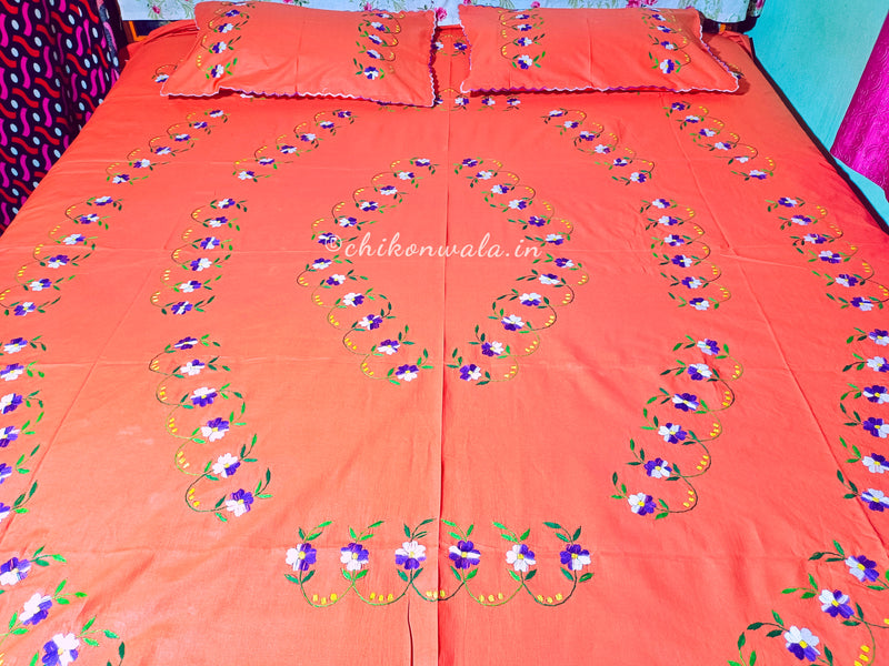 Chikonwala's Hand Embroidered Floral Design Bedsheet