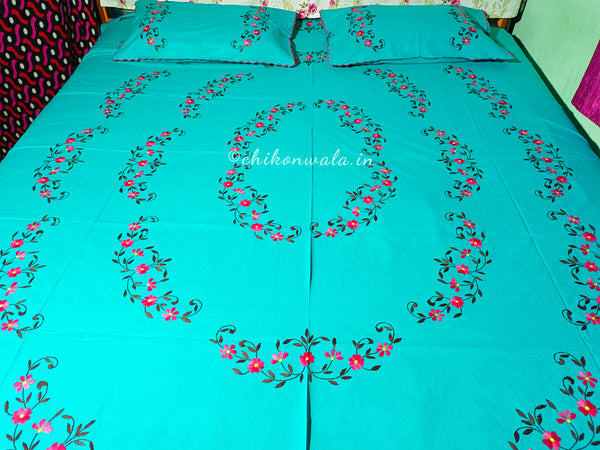Chikonwala's Hand Embroidered Floral Design Bedsheet