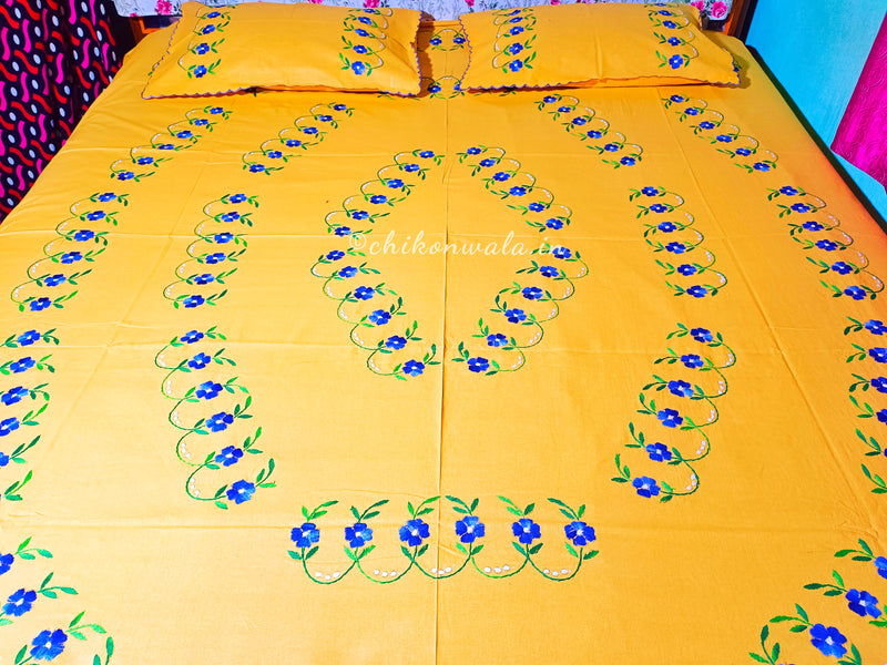 Chikonwala's Hand Embroidered Floral Design Bedsheet