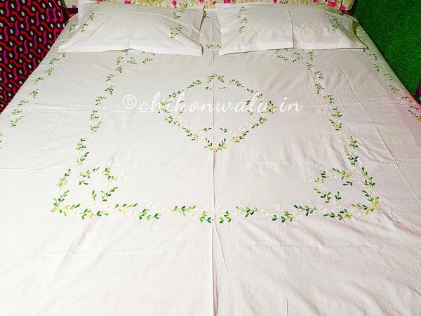 Chikonwala's Hand Embroidered Pure Cotton Bedsheet
