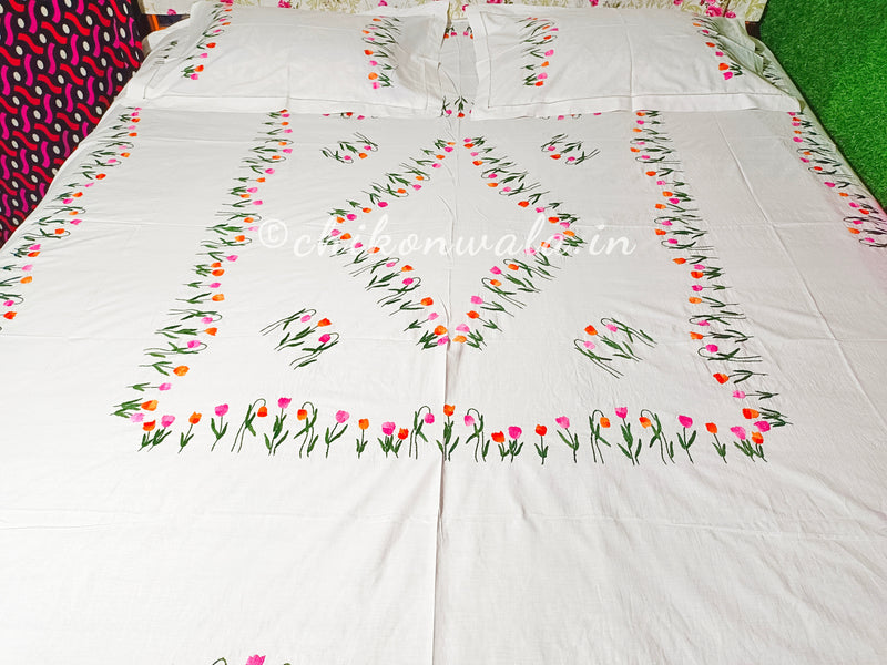 Chikonwala's Hand Embroidered Pure Cotton Bedsheet