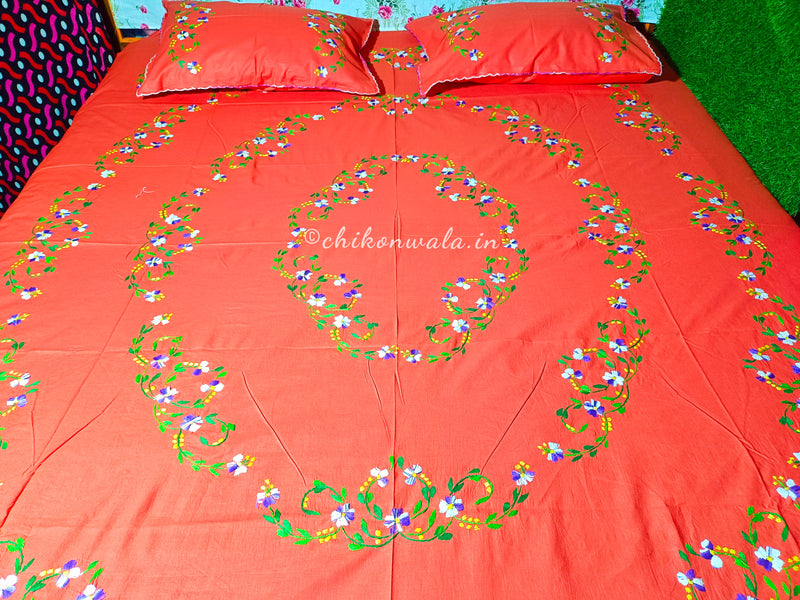 Chikonwala's Hand Embroidered Floral Design Bedsheet