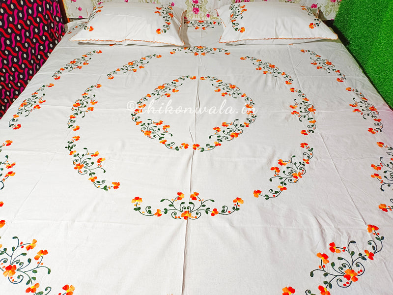 Chikonwala's Hand Embroidered Floral Design Bedsheet